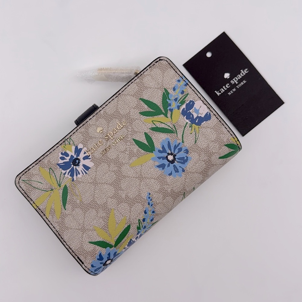 Kate Spade Spade Flower Floral Medium Bifold Wallet Blazer Blue
